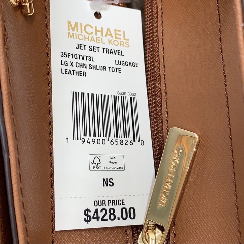 MICHAEL KORS LARGE X CHAIN LOGO SHOULDER BAG BROWN - Picture 15 of 16